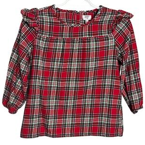 EUC Crown & Ivy Kids Red Plaid Tartan Flannel Blouse Girls XL